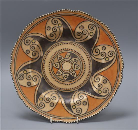 A Charlotte Rhead Crown Ducal charger diameter 17cm